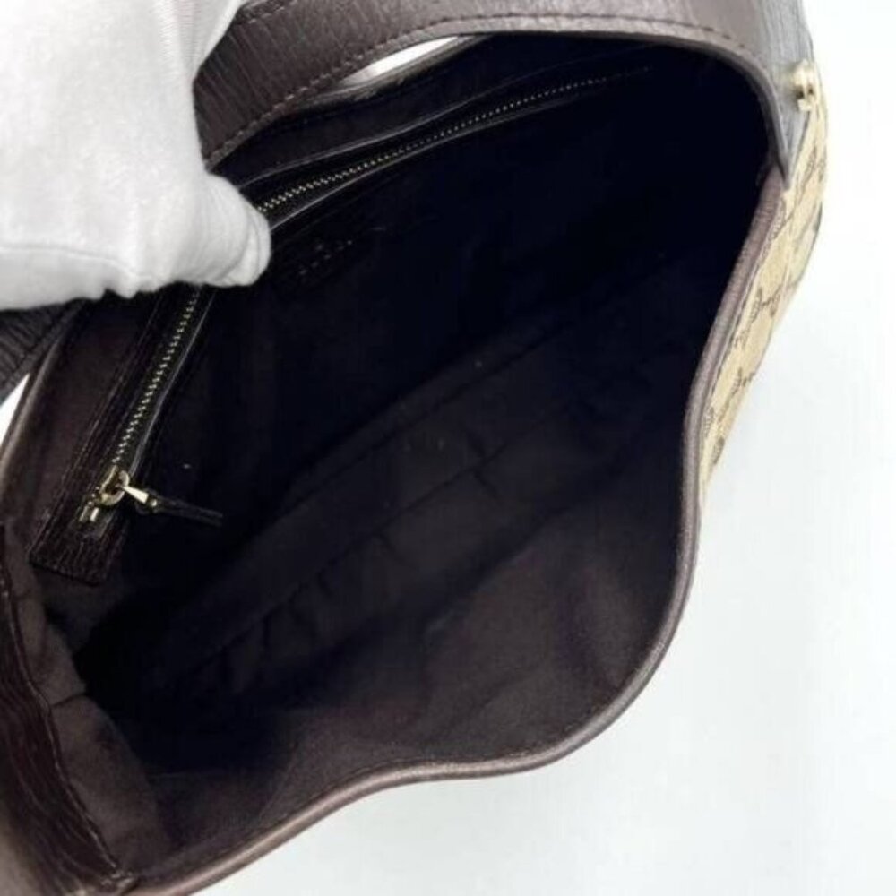 Authentic GUCCI GG Jackie Sherry Web Canvas Handbag Shoulder Bag Charm Ophidia - Picture 11 of 13